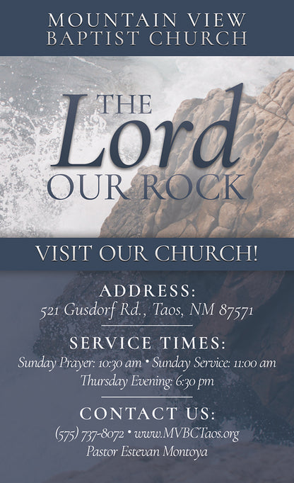 The Lord Our Rock - 3x5 Church Invitations