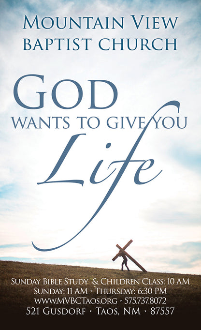 God Gives Life - 3x5 Church Invitation